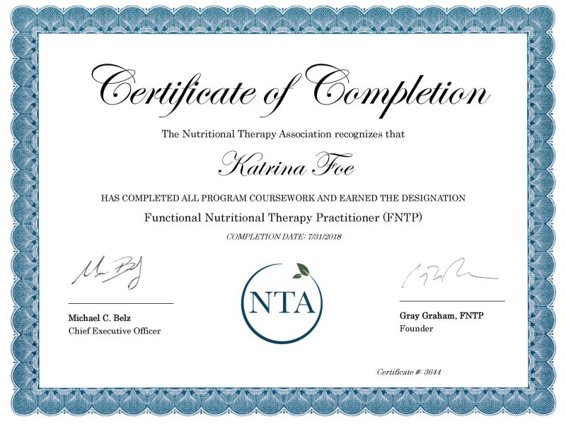 K.Foe FNTP Certificate of Completion - NTA