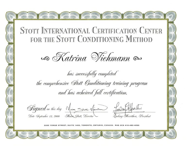 STOTT certificate